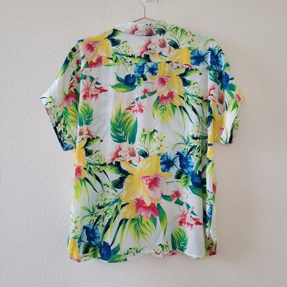 Tommy Bahama Floral Silk Blouse Womens Size M Multicolor Button Down Lightweight - Picture 5 of 10
